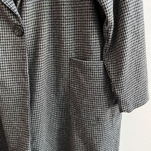 Philosophy Plaid Check Duster Jacket Coat Size 1X XL Gray Black Classic Long - Picture 3 of 6